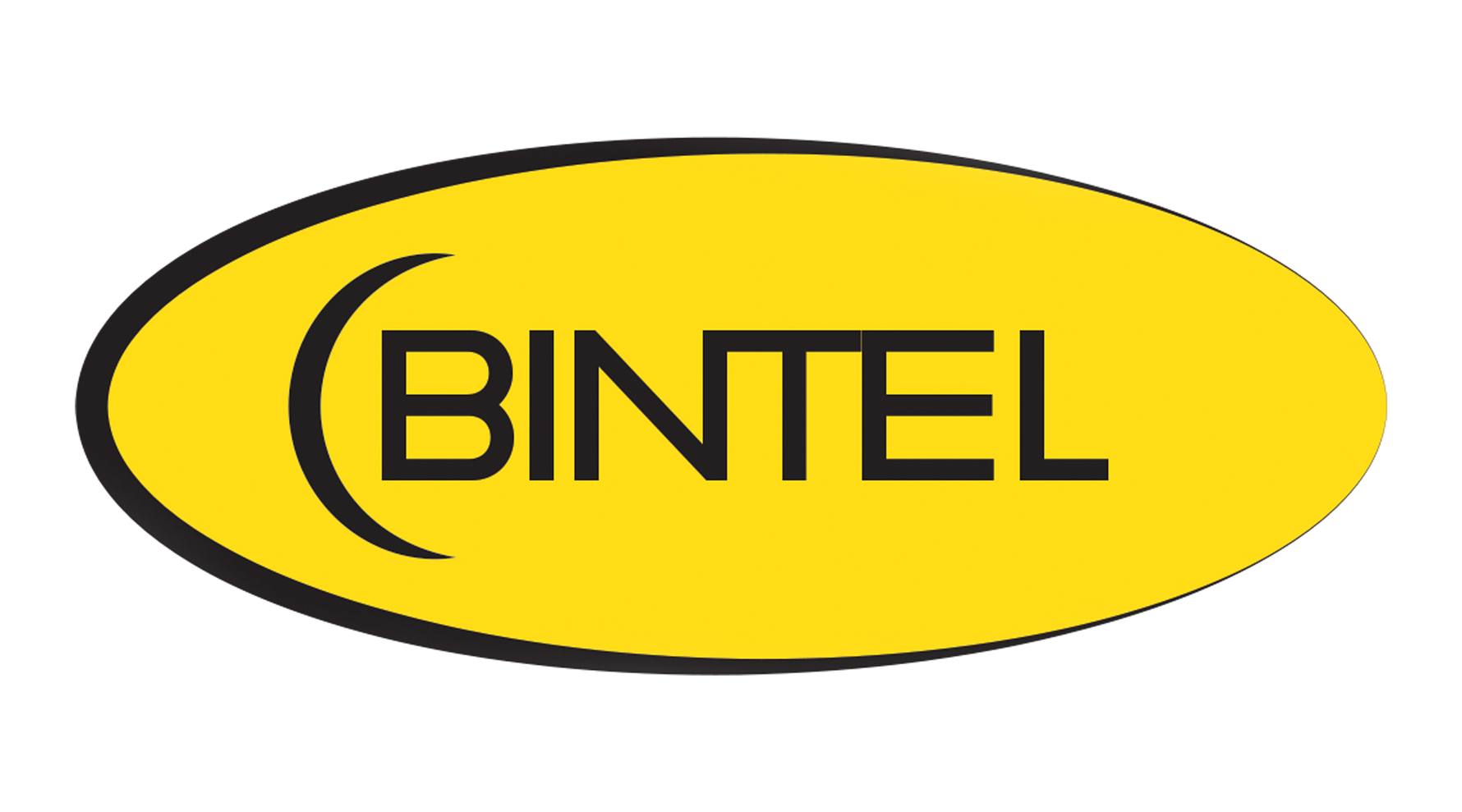 Logo of Bintel, featuring a yellow ellipse with the brand name in black.