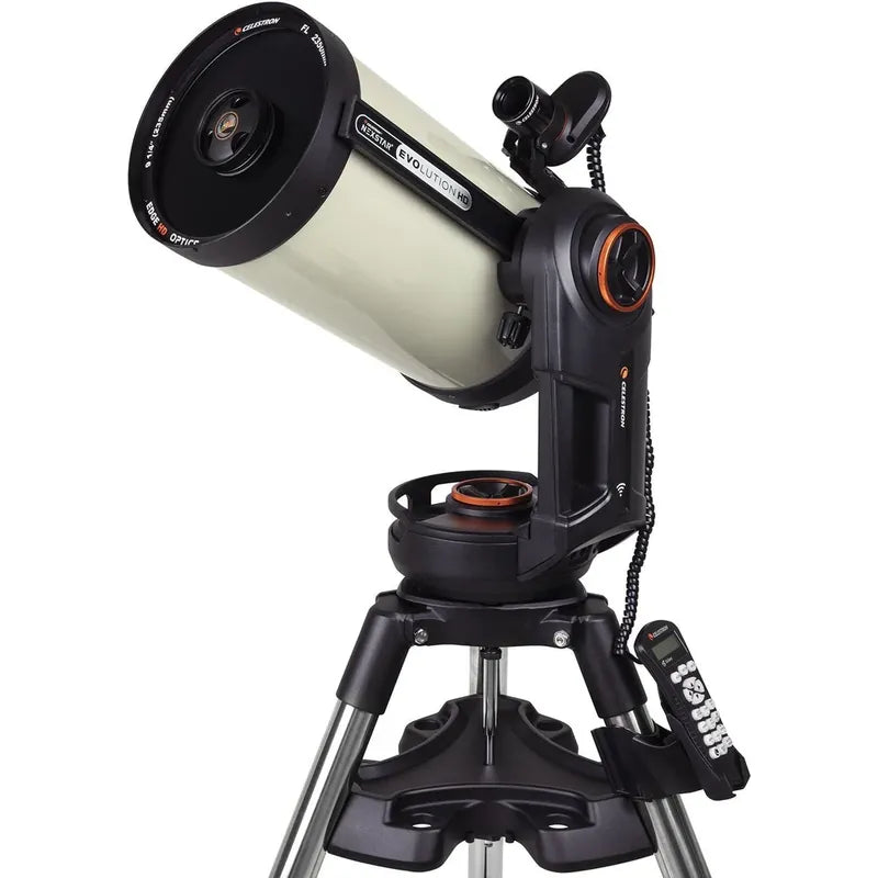 Celestron NexStar Evolution 9.25 HD telescope, front three-quarter view