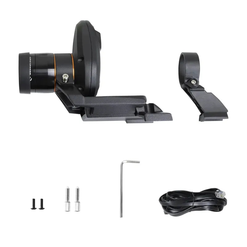 Celestron StarSense AutoAlign V2 package contents with large and small brackets, AUX cable and hardware