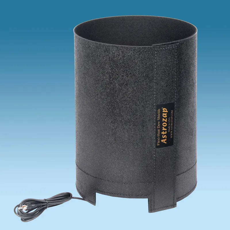 Astrozap Flexi-Heat heated dew shield with lower dovetail notch and 12 volt power lead