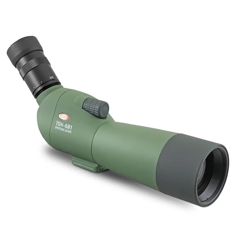 Kowa TSN-601 angled spotting scope front angle with 20-60x eyepiece fitted