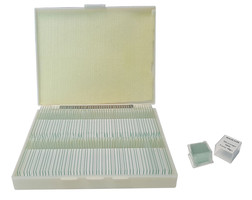 Saxon 100Pcs Pre - Cleaned Blank Slides Kit - The Binocular and Telescope Shop