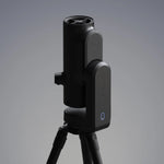 Unistellar Odyssey Pro smart telescope with Nikon eyepiece on its tripod, front view