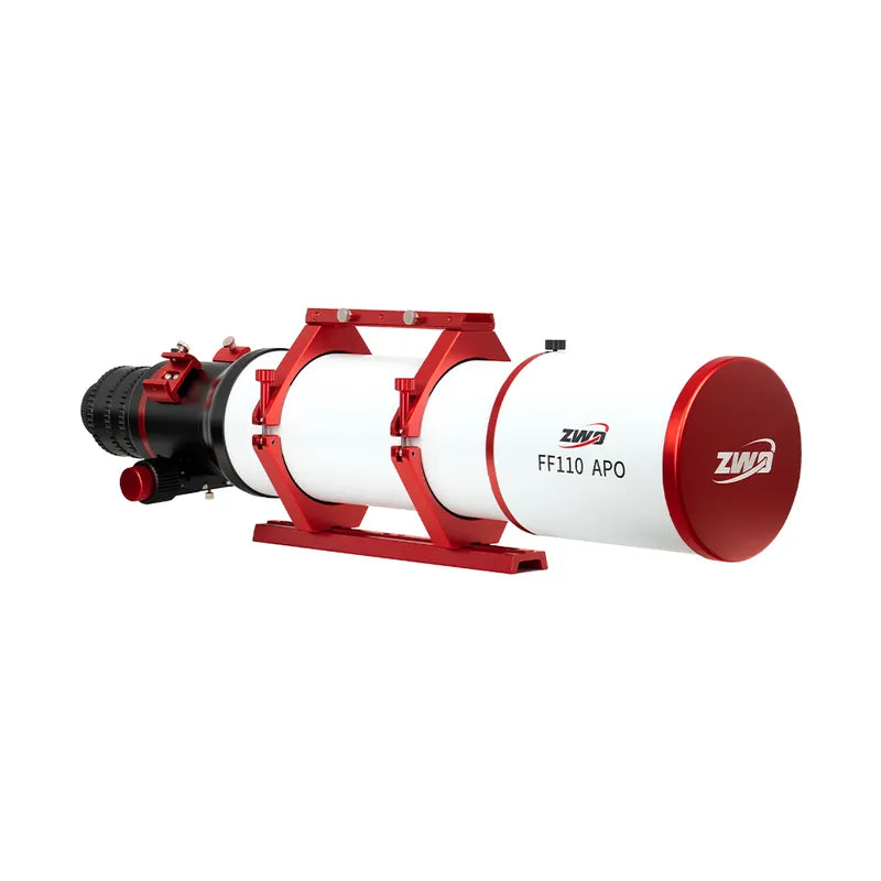ZWO FF110 APO refractor front view showing 110mm objective lens